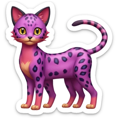 Gradients-colored realistic elegant lanky feminine cute pretty  Liepard-Purrloin-Litten-Sprigatito-Pokémon-fusion-creature (full body) sticker