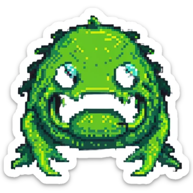 classic green blob slime monster sticker