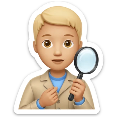 3D icon of a person holding a magnifying glass, symbolizing exploration and discovery, food app context, single object, modern and clean style, soft lighting, isolated, no background
 sticker