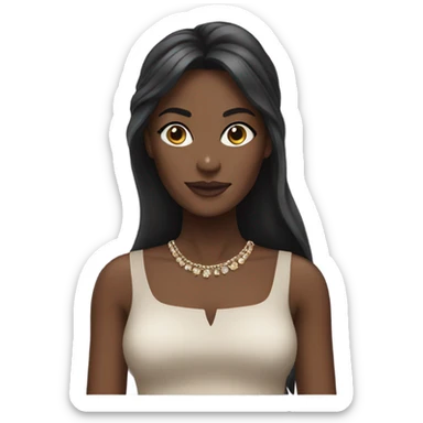 black woman with long hair and a nice top sticker
