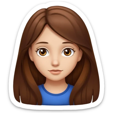 Emoji Fille cheveux long et brun yeux brun sticker