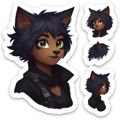 Edgy sharp anthro tomboy black cat furry by Falvie, LiLaiRa, griffsnuff, AngieWolf sticker