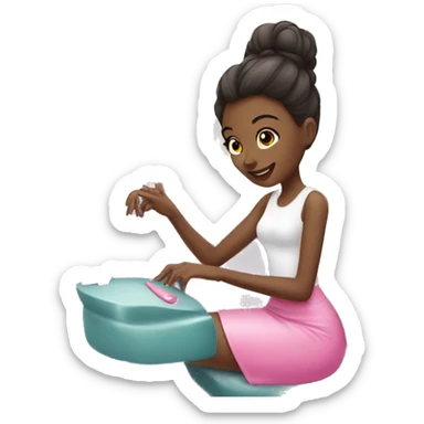 Girl getting a manicure at nail salon sticker