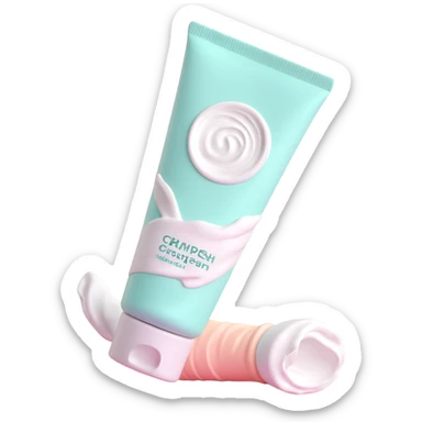 empty crumpled hand cream tube, pastel colors, very squished and wrinkled, cap on sticker