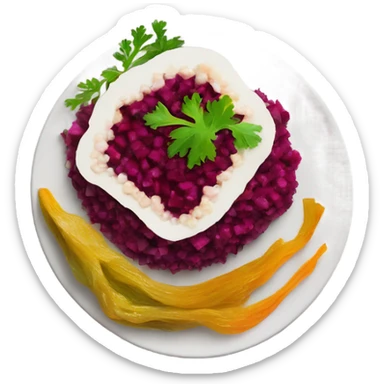 Shuba russian Layered Beet dish  with Herring sticker