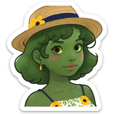 a girl with curly hair sticker
