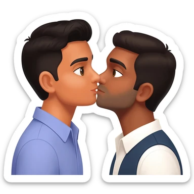 Indian man light skin kissing Indian man brown skin sticker