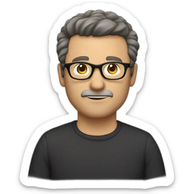 middle age lean white man, black short hair, black glasses, dark brown eyes, no facial hair sticker
