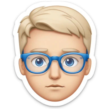 Only inquisitive eyes with a curious, thoughtful expression and blue glasses resting on top. sticker