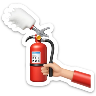 A hand holding Fire extinguisher and extinguishing the fire, no man sticker
