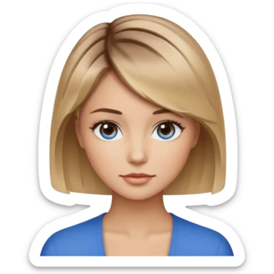 frau braune-blond balayage, kurzhaarfrisur, blaue Augen sticker