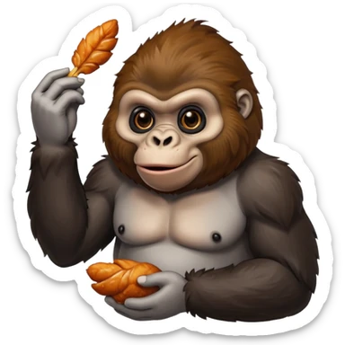 A gorilla eating chicken wing ￼ sticker