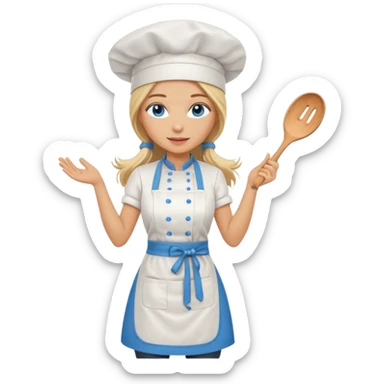 Full body 
Sexy Long Blonde hair blue eyed female chef sticker