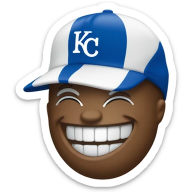 Laughing emoji with a kansas city royals hat sticker
