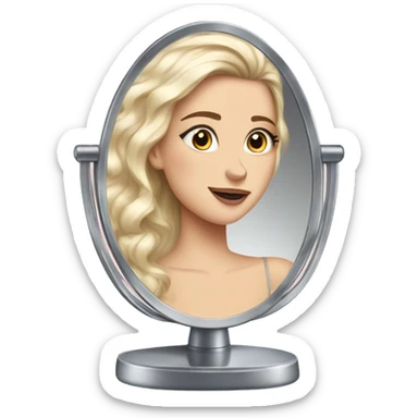 beautiful fancy white girl looking at herself in vanity mirror  sticker