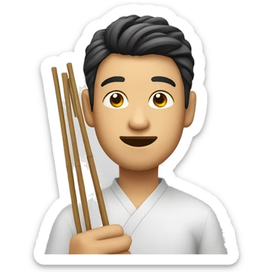 asian guy with chopsticks sticker