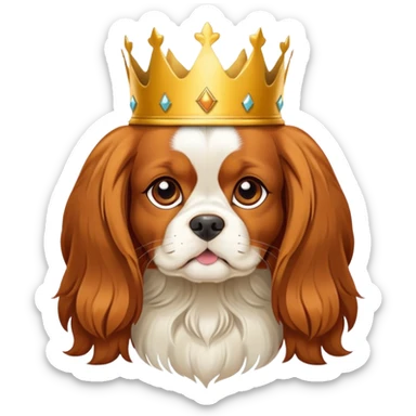 Cavalier dog wearing a crown sticker