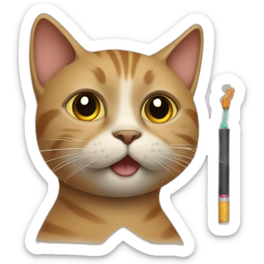 Cat with a cigarette sticker