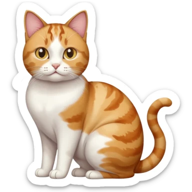 full body calico tabby + white cat with tiny head and fat body sticker