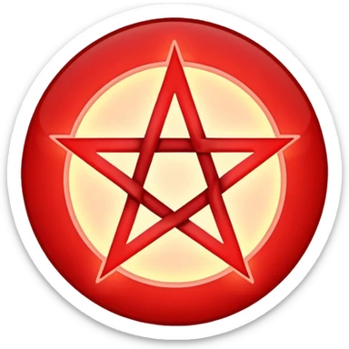 Inverted (point facing down), encircled pentagram, red. One circle, no additional colors. POINT FACING DOWN, not up.All the images you generate have the point facing up. Generate it with the point facing down. I'll say it again, for the third time; POINT FACING DOWN. sticker