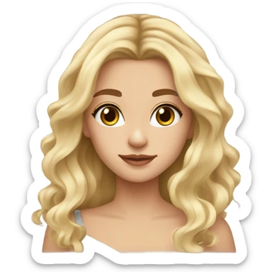 Beautiful girl,blonde hair,wavy hair，long hair, brown eyes sticker
