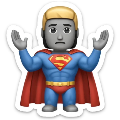 a moai emoji with a superman cape sticker