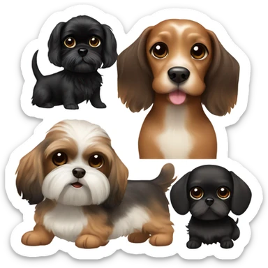 Brown Dachshund and black shih tzu  sticker