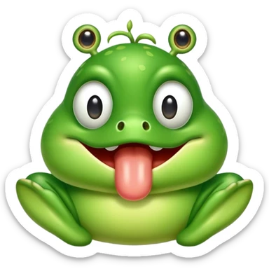 Una rana sacando la lengua en forms de burla  sticker
