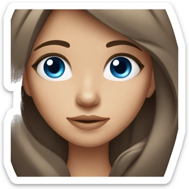brown haired girl with blue eyes and long eyelashes  sticker