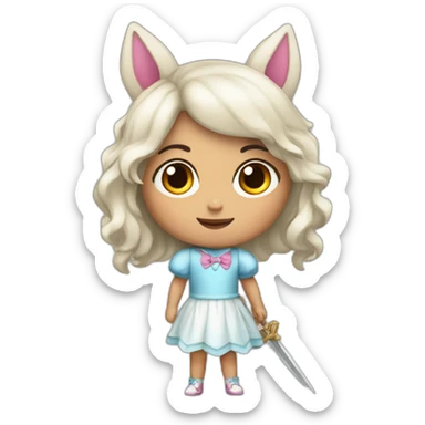 Niña morena con Cuerno de unicornio  sticker