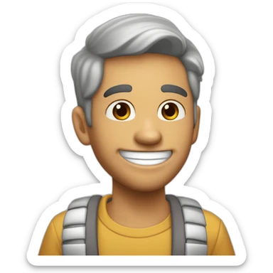 Chico con espejuelos, pelo castaño, pero blanca, sonriendo sticker