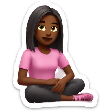 girl in a pink room playing roblox sticker