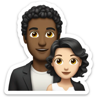 Extremely attractive Brown man with black hair and white woman with brown hair with cats  sticker