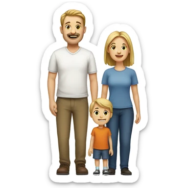 European Family consisting of 1 Man, 1 Woman and 3 Boys sticker