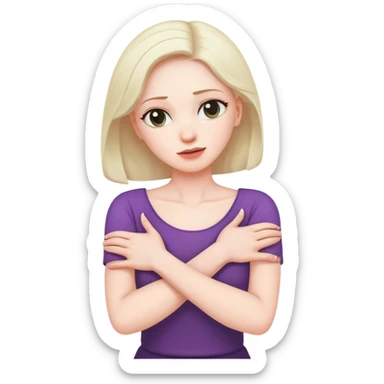 woman holding neck with arms crossed shaking her younger back and forth sticker