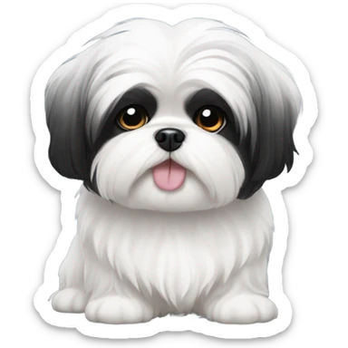 black and white shih tzu sticker