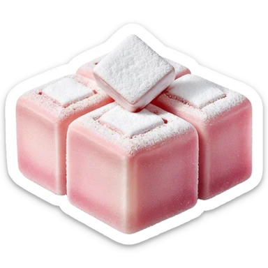 Turkish Delight Cinematic Realistic Turkish Delight Dessert Emoji, depicted as a single, delicate piece of Turkish delight dusted with powdered sugar, rendered with intricate textures and soft, inviting lighting. sticker