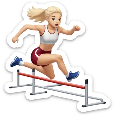 Hurdler girl going over hurdle sticker