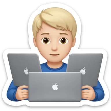 boy with laptop. sticker