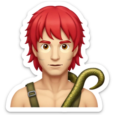 Snake man wearing a red wig sticker