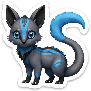 Rare exotic cute epic aesthetic gothic colorful Salandit-Eevee-Civet-species-Fakemon-hybrid-creature, with markings, full body sticker