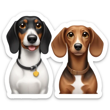 One black and brown Dachshund and one white and brown Dachshund sticker