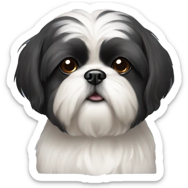 Black shih tzu with darker face and a little bit white at the mouth sticker