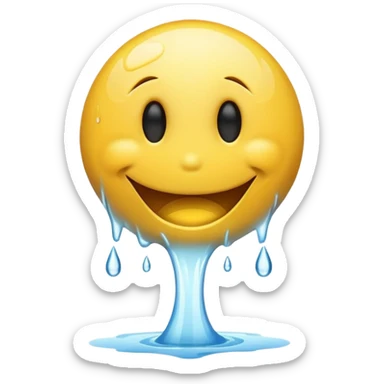 scared smiley face with water being poured down its throat sticker