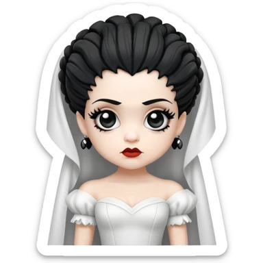 cute chibi Bride of Frankenstein with big eyes and black and white hair sticker