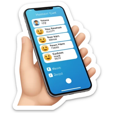 digital busniess card on a phone screen in english written sticker