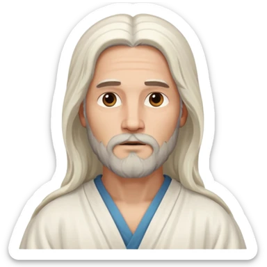 Jesus, Son of God from Gods and Goddesses with long white hair and beard, white outfit sticker