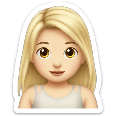 bébé fille blonde décoiffée avec une peluche Totoro  sticker