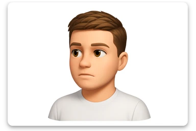 Based on these photos, make an emoji with facial features preserved, a man in a white T-shirt, looking into the distance sticker