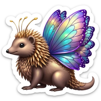 echidna with butterfly wings and sparkle sticker